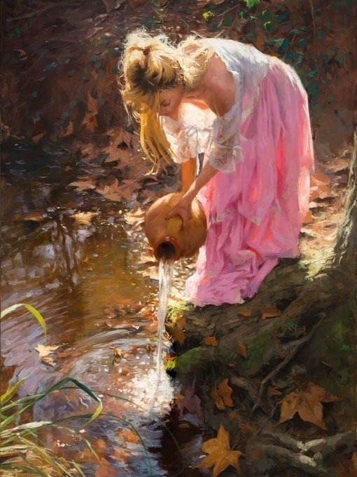№0323, On the stream. Μοναδικός πίνακας σε καμβά, με εντυπωσιακές χειροποίητες 3D πινελιές. Δημιουργείται αποκλειστικά για εσάς, κατόπιν παραγγελίας