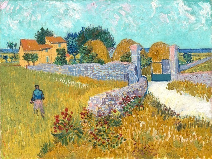 №0351,Farm in Provence,Van Gogh. Μοναδικός πίνακας σε καμβά, με εντυπωσιακές χειροποίητες 3D πινελιές. Δημιουργείται αποκλειστικά για εσάς, κατόπιν παραγγελίας