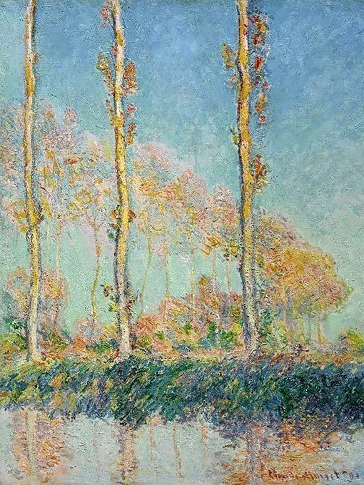 №0385 Poplar,Claude Monet. Μοναδικός πίνακας σε καμβά, με εντυπωσιακές χειροποίητες 3D πινελιές. Δημιουργείται αποκλειστικά για εσάς, κατόπιν παραγγελίας