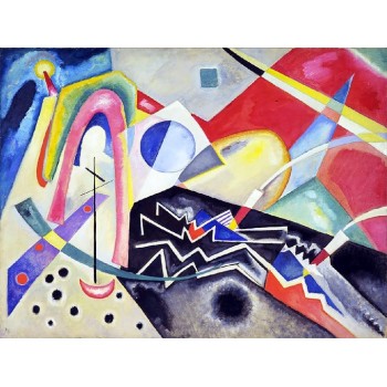 №0399 White zigzag - Vasily Kandinsky. Μοναδικός πίνακας σε καμβά, με εντυπωσιακές χειροποίητες 3D πινελιές. Δημιουργείται αποκλειστικά για εσάς, κατόπιν παραγγελίας