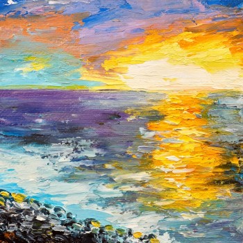 №0705 Sunrise II. Μοναδικός πίνακας σε καμβά, με εντυπωσιακές χειροποίητες 3D πινελιές. Δημιουργείται αποκλειστικά για εσάς, κατόπιν παραγγελίας