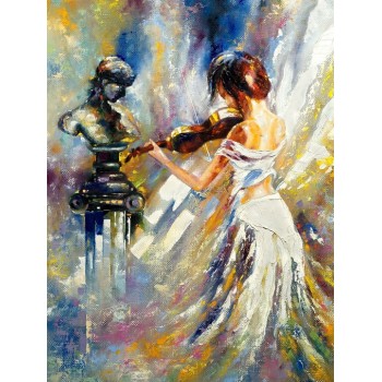 №0719, „ Musician“. Μοναδικός πίνακας σε καμβά, με εντυπωσιακές χειροποίητες 3D πινελιές. Δημιουργείται αποκλειστικά για εσάς, κατόπιν παραγγελίας