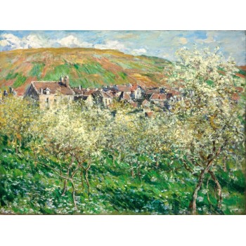 №0930, "Flowering Plum Trees",Claude Monet. Μοναδικός πίνακας σε καμβά, με εντυπωσιακές χειροποίητες 3D πινελιές. Δημιουργείται αποκλειστικά για εσάς, κατόπιν παραγγελίας