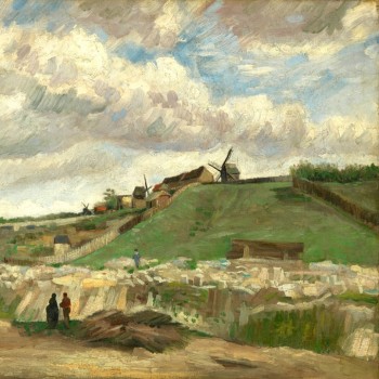 №0944,'The Montmartre Hill',Van Gogh.Πίνακας ζωγραφικής σε ελαιοτυπία με εντυπωσιακή χειροκίνητη ανακούφιση. Δημιουργία κατά