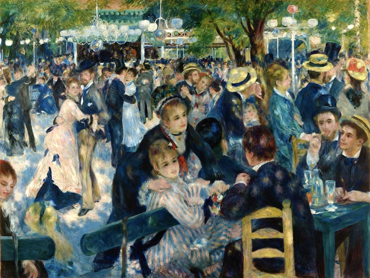 №0970, Dance at Le Moulin de la Galette, Renoir. Μοναδικός πίνακας σε καμβά, με εντυπωσιακές χειροποίητες 3D πινελιές. Δημιουργείται αποκλειστικά για εσάς, κατόπιν παραγγελίας