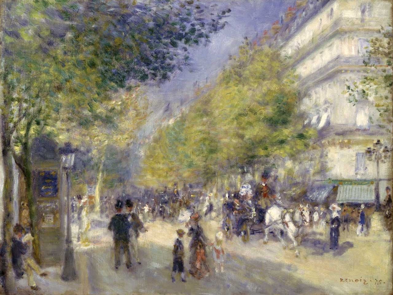 №0971,Grand Boulevard,Renoir. Μοναδικός πίνακας σε καμβά, με εντυπωσιακές χειροποίητες 3D πινελιές. Δημιουργείται αποκλειστικά για εσάς, κατόπιν παραγγελίας