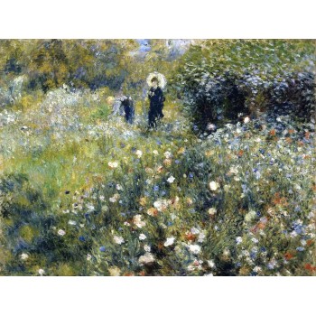 №0973, Lady with an umbrella, Renoir. Μοναδικός πίνακας σε καμβά, με εντυπωσιακές χειροποίητες 3D πινελιές. Δημιουργείται αποκλειστικά για εσάς, κατόπιν παραγγελίας