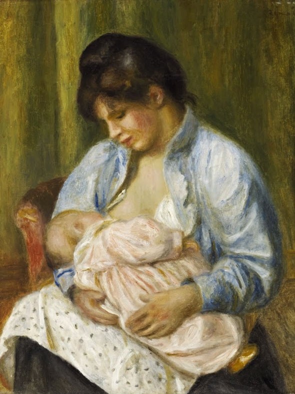 №1004, "A Woman Nursing a Child", Renoir. Μοναδικός πίνακας σε καμβά, με εντυπωσιακές χειροποίητες 3D πινελιές. Δημιουργείται αποκλειστικά για εσάς, κατόπιν παραγγελίας