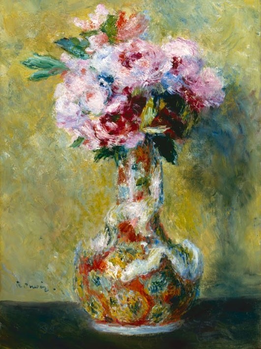 №1005, "Bouquet in a Vase", Renoir. Μοναδικός πίνακας σε καμβά, με εντυπωσιακές χειροποίητες 3D πινελιές. Δημιουργείται αποκλειστικά για εσάς, κατόπιν παραγγελίας