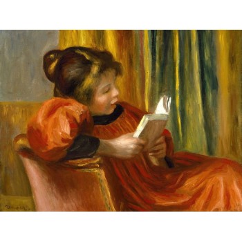 №1006, "Girl Reading",Renoir. Μοναδικός πίνακας σε καμβά, με εντυπωσιακές χειροποίητες 3D πινελιές. Δημιουργείται αποκλειστικά για εσάς, κατόπιν παραγγελίας