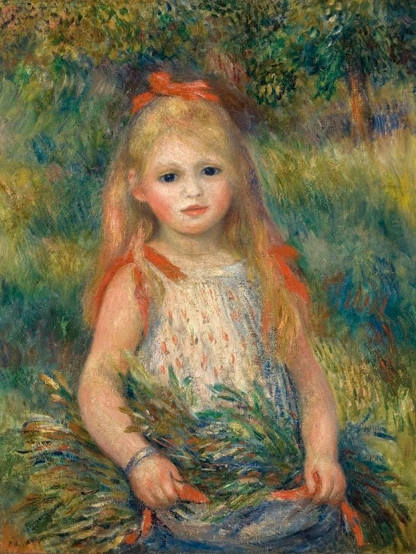 №1007, "Girl with Flowers", Renoir. Μοναδικός πίνακας σε καμβά, με εντυπωσιακές χειροποίητες 3D πινελιές. Δημιουργείται αποκλειστικά για εσάς, κατόπιν παραγγελίας