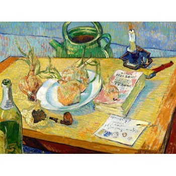 №1027, "Still life with a plate of onions", Van Gogh. Μοναδικός πίνακας σε καμβά, με εντυπωσιακές χειροποίητες 3D πινελιές. Δημιουργείται αποκλειστικά για εσάς, κατόπιν παραγγελίας