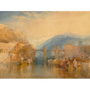 №1034, "Grenoble Bridge", William Turner. Μοναδικός πίνακας σε καμβά, με εντυπωσιακές χειροποίητες 3D πινελιές. Δημιουργείται αποκλειστικά για εσάς, κατόπιν παραγγελίας