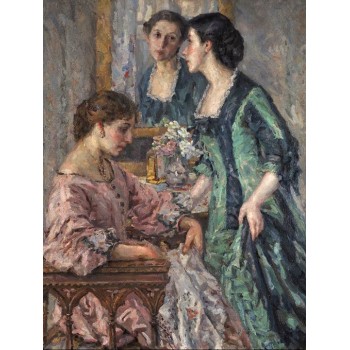 №1352, In Front of the Mirror, Elena Karamikhilova. Μοναδικός πίνακας σε καμβά, με εντυπωσιακές χειροποίητες 3D πινελιές. Δημιουργείται αποκλειστικά για εσάς, κατόπιν παραγγελίας