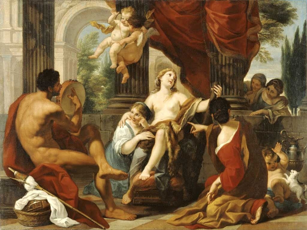 №1432, Hercules and Omphale, Luigi Garzi. Μοναδικός πίνακας σε καμβά, με εντυπωσιακές χειροποίητες 3D πινελιές. Δημιουργείται αποκλειστικά για εσάς, κατόπιν παραγγελίας