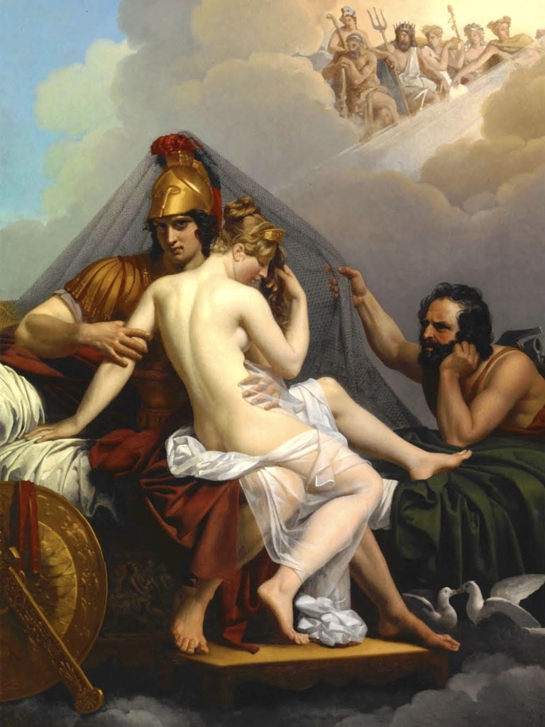 №1437, Mars and Venus Surprised by Vulcan. Μοναδικός πίνακας σε καμβά, με εντυπωσιακές χειροποίητες 3D πινελιές. Δημιουργείται αποκλειστικά για εσάς, κατόπιν παραγγελίας