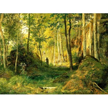 №1443, Hunting,Ivan Shishkin. Μοναδικός πίνακας σε καμβά, με εντυπωσιακές χειροποίητες 3D πινελιές. Δημιουργείται αποκλειστικά για εσάς, κατόπιν παραγγελίας