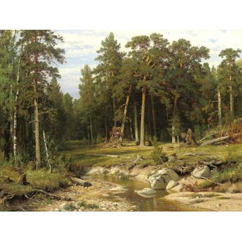 №1444,  Pine Forest, Ivan Shishkin. Μοναδικός πίνακας σε καμβά, με εντυπωσιακές χειροποίητες 3D πινελιές. Δημιουργείται αποκλειστικά για εσάς, κατόπιν παραγγελίας