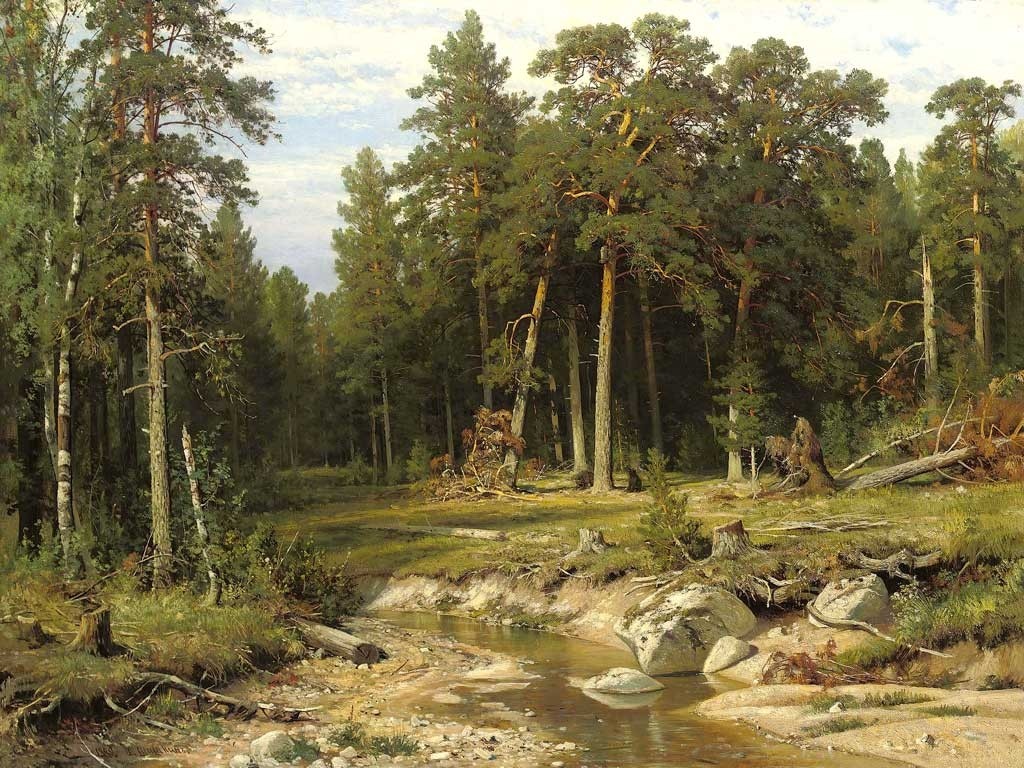 №1444,  Pine Forest, Ivan Shishkin. Μοναδικός πίνακας σε καμβά, με εντυπωσιακές χειροποίητες 3D πινελιές. Δημιουργείται αποκλειστικά για εσάς, κατόπιν παραγγελίας
