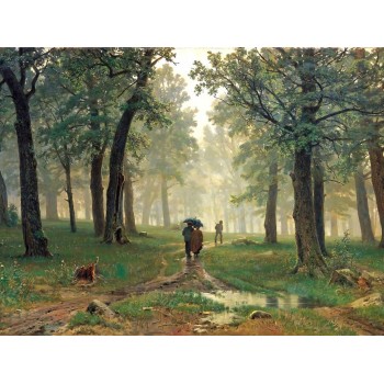 №1457, Rain in the oak forest, Ivan Shishkin. Μοναδικός πίνακας σε καμβά, με εντυπωσιακές χειροποίητες 3D πινελιές. Δημιουργείται αποκλειστικά για εσάς, κατόπιν παραγγελίας