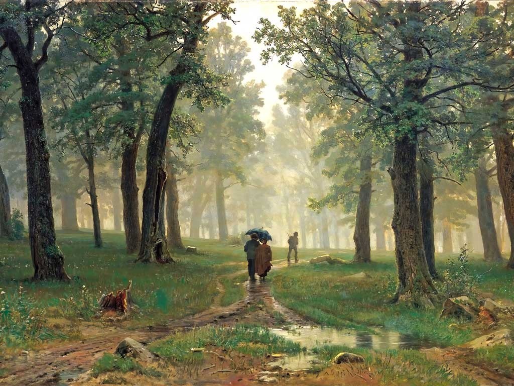 №1457, Rain in the oak forest, Ivan Shishkin. Μοναδικός πίνακας σε καμβά, με εντυπωσιακές χειροποίητες 3D πινελιές. Δημιουργείται αποκλειστικά για εσάς, κατόπιν παραγγελίας