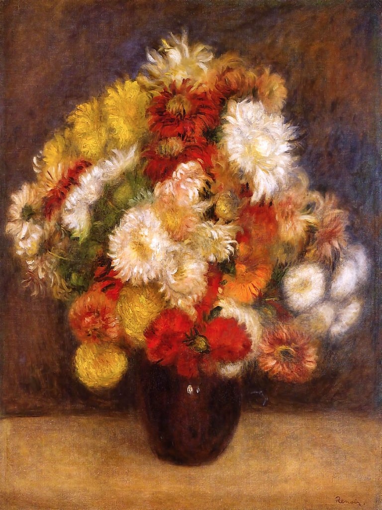 №1469, Bouquet of chrysanthemums. Μοναδικός πίνακας σε καμβά, με εντυπωσιακές χειροποίητες 3D πινελιές. Δημιουργείται αποκλειστικά για εσάς, κατόπιν παραγγελίας