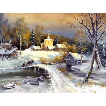 №1839, Winter Story. Μοναδικός πίνακας σε καμβά, με εντυπωσιακές χειροποίητες 3D πινελιές. Δημιουργείται αποκλειστικά για εσάς, κατόπιν παραγγελίας