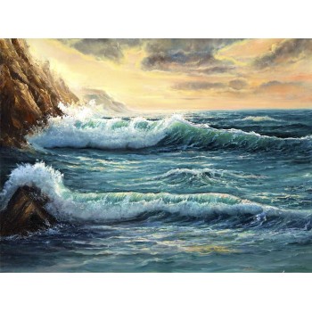 №1863, Stormy waves. Μοναδικός πίνακας σε καμβά, με εντυπωσιακές χειροποίητες 3D πινελιές. Δημιουργείται αποκλειστικά για εσάς, κατόπιν παραγγελίας