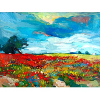 №1962, Wind over the field. Μοναδικός πίνακας σε καμβά, με εντυπωσιακές χειροποίητες 3D πινελιές. Δημιουργείται αποκλειστικά για εσάς, κατόπιν παραγγελίας