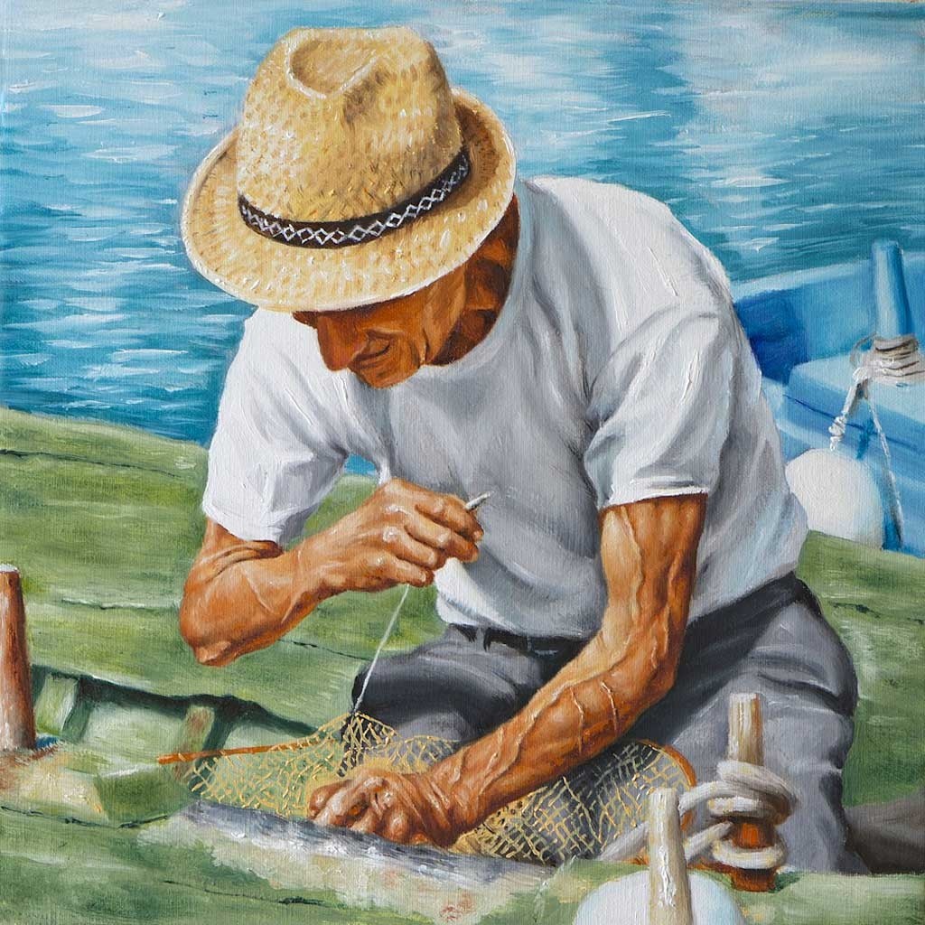 №2180, FOR FISH. Μοναδικός πίνακας σε καμβά, με εντυπωσιακές χειροποίητες 3D πινελιές. Δημιουργείται αποκλειστικά για εσάς, κατόπιν παραγγελίας