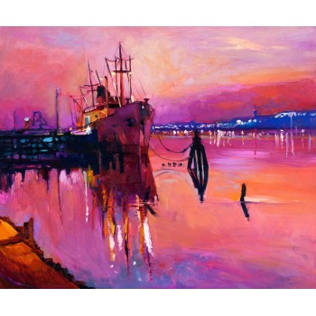 №2200, SEA SUNSET. ίνακας ζωγραφικής σε ελαιοτυπία με εντυπωσιακή χειροποίητη ανάγλυφη πινελιά. Ατομική κατασκευή κατόπιν παραγγελίας