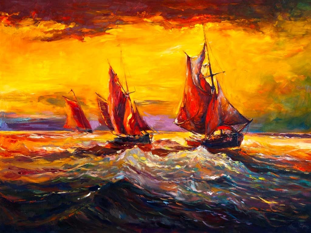 № 2201, SEA IN FLAMES. Μοναδικός πίνακας σε καμβά, με εντυπωσιακές χειροποίητες 3D πινελιές. Δημιουργείται αποκλειστικά για εσάς, κατόπιν παραγγελίας