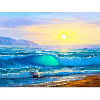 №2253, Sea sunrise II. Μοναδικός πίνακας σε καμβά, με εντυπωσιακές χειροποίητες 3D πινελιές. Δημιουργείται αποκλειστικά για εσάς, κατόπιν παραγγελίας