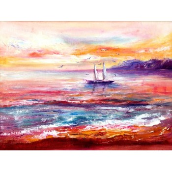 №2291, COLORED SEA. Μοναδικός πίνακας σε καμβά, με εντυπωσιακές χειροποίητες 3D πινελιές. Δημιουργείται αποκλειστικά για εσάς, κατόπιν παραγγελίας