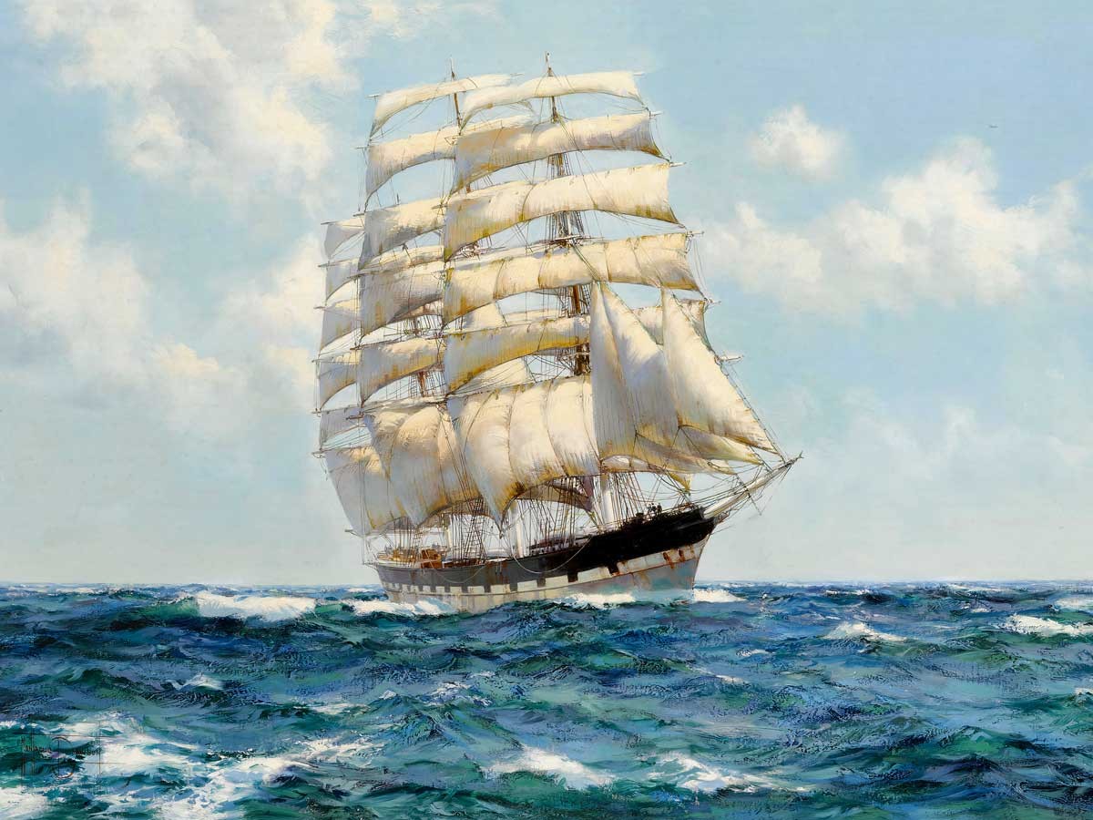 №2669 The clipper ship Tamar, Montague Dawson. Μοναδικός πίνακας σε καμβά, με εντυπωσιακές χειροποίητες 3D πινελιές. Δημιουργείται αποκλειστικά για εσάς, κατόπιν παραγγελίας
