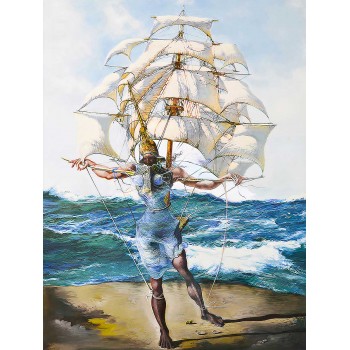№2812 The ship, Salvador Dali. Μοναδικός πίνακας σε καμβά, με εντυπωσιακές χειροποίητες 3D πινελιές. Δημιουργείται αποκλειστικά για εσάς, κατόπιν παραγγελίας