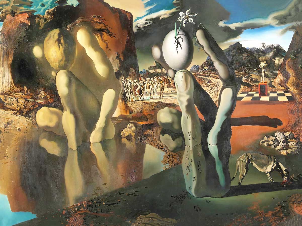№2934 The Metamorphosis of Narcissus, Salvador Dali. Μοναδικός πίνακας σε καμβά, με εντυπωσιακές χειροποίητες 3D πινελιές. Δημιουργείται αποκλειστικά για εσάς, κατόπιν παραγγελίας