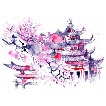 №2961 Memories from Japan. Μοναδικός πίνακας σε καμβά, με εντυπωσιακές χειροποίητες 3D πινελιές. Δημιουργείται αποκλειστικά για εσάς, κατόπιν παραγγελίας