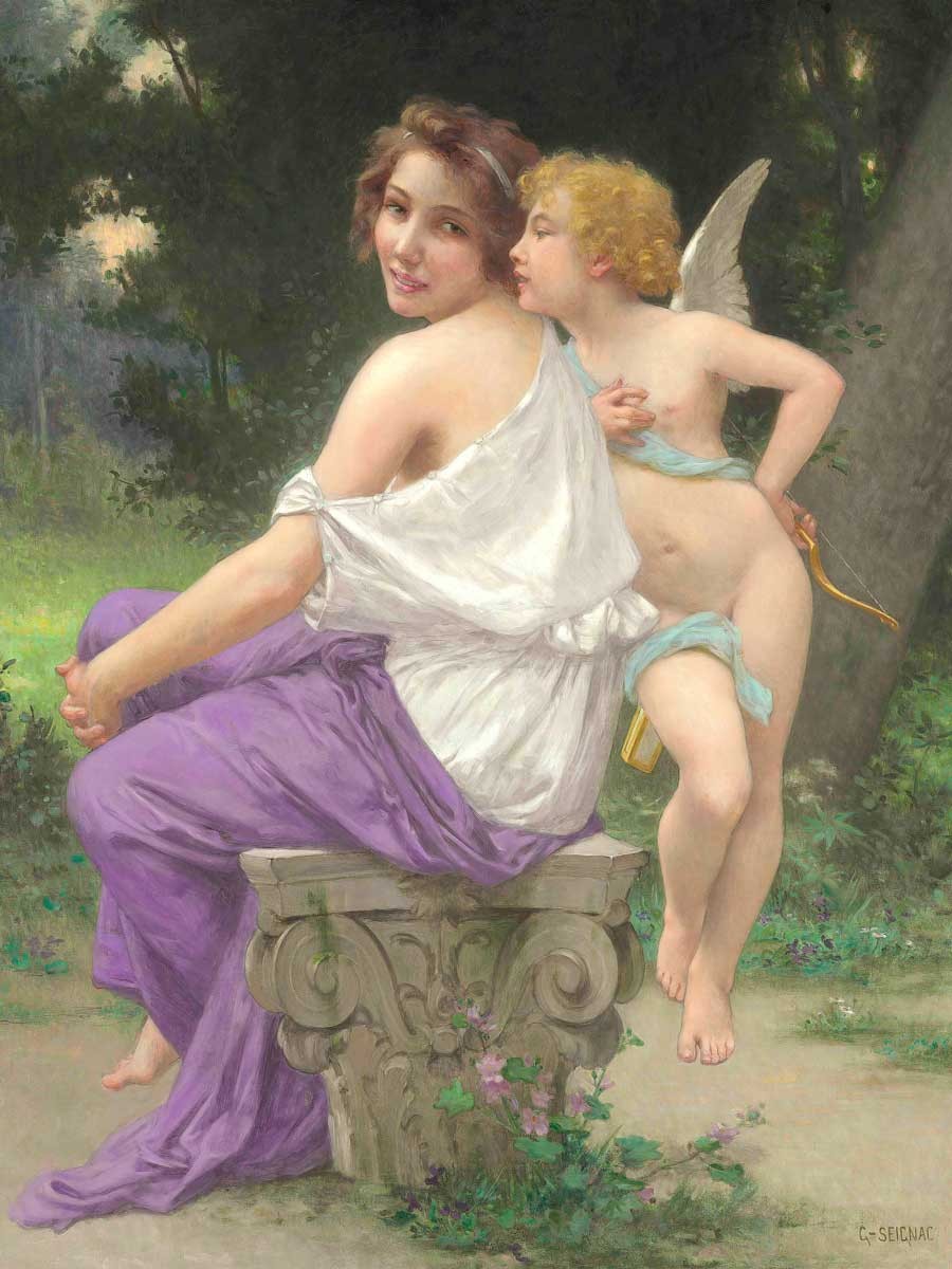 №2740 Guillaume Seignac cupid and psyche. Μοναδικός πίνακας σε καμβά, με εντυπωσιακές χειροποίητες 3D πινελιές. Δημιουργείται αποκλειστικά για εσάς, κατόπιν παραγγελίας