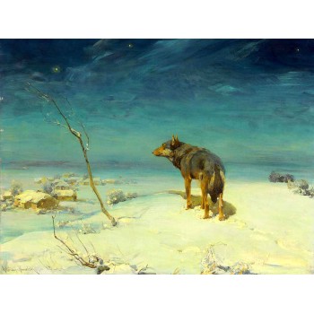 №3177 Alfred Kowalski - Lonely wolf. Μοναδικός πίνακας σε καμβά, με εντυπωσιακές χειροποίητες 3D πινελιές. Δημιουργείται αποκλειστικά για εσάς, κατόπιν παραγγελίας