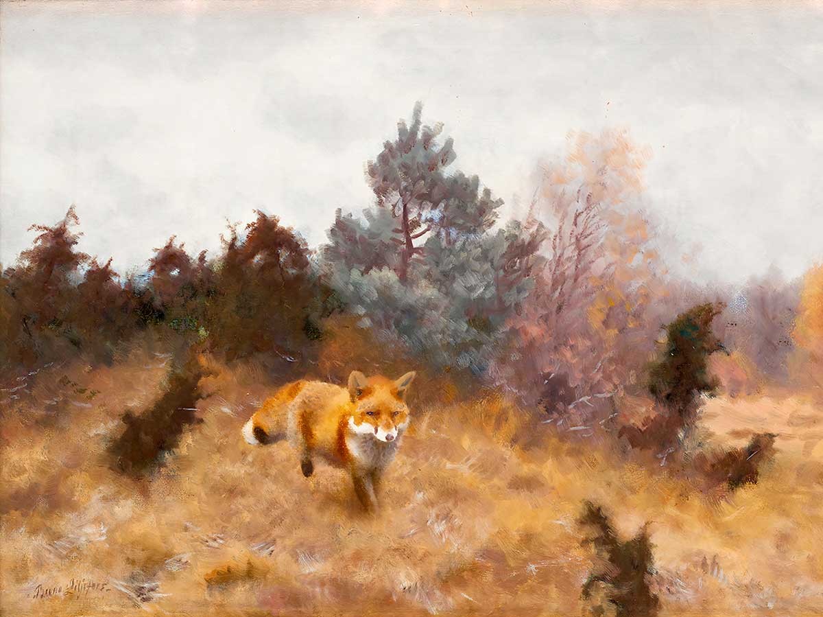 №3193 Bruno Liljefors - Fox. Μοναδικός πίνακας σε καμβά, με εντυπωσιακές χειροποίητες 3D πινελιές. Δημιουργείται αποκλειστικά για εσάς, κατόπιν παραγγελίας
