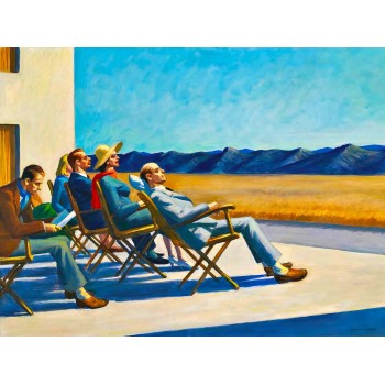 №3204 Edward Hopper - People in the Sun. Μοναδικός πίνακας σε καμβά, με εντυπωσιακές χειροποίητες 3D πινελιές. Δημιουργείται αποκλειστικά για εσάς, κατόπιν παραγγελίας