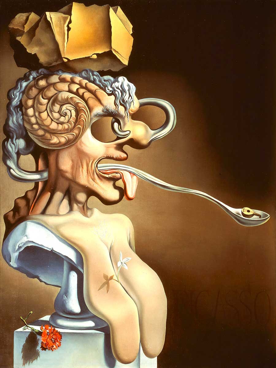 №3228 Salvador Dali - Portrait of Picasso. Μοναδικός πίνακας σε καμβά, με εντυπωσιακές χειροποίητες 3D πινελιές. Δημιουργείται αποκλειστικά για εσάς, κατόπιν παραγγελίας