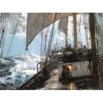 №3271 Montague Dawson - Night at sea. Μοναδικός πίνακας σε καμβά, με εντυπωσιακές χειροποίητες 3D πινελιές. Δημιουργείται αποκλειστικά για εσάς, κατόπιν παραγγελίας