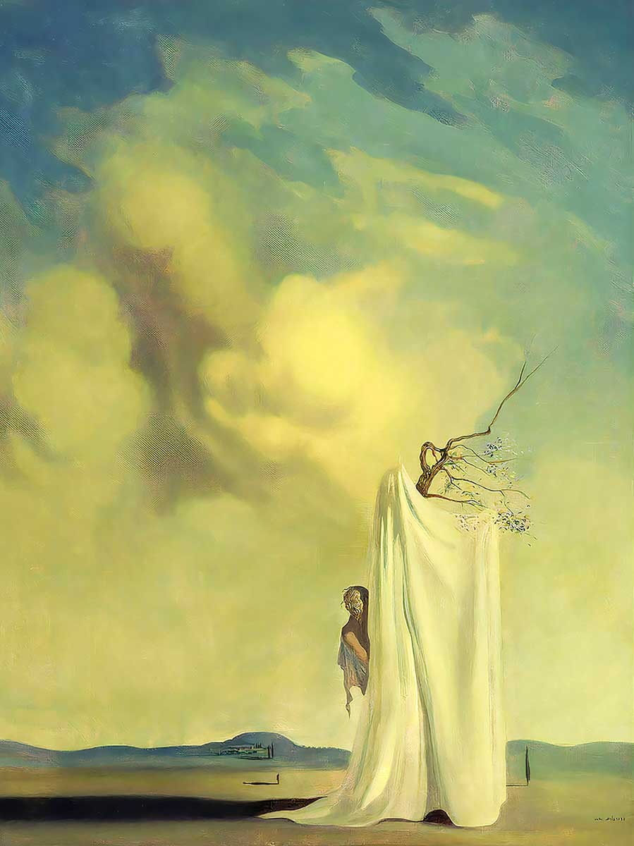 №3325 Salvador Dali - Figure and Drapery in a Landscape. Μοναδικός πίνακας σε καμβά, με εντυπωσιακές χειροποίητες 3D πινελιές. Δημιουργείται αποκλειστικά για εσάς, κατόπιν παραγγελίας