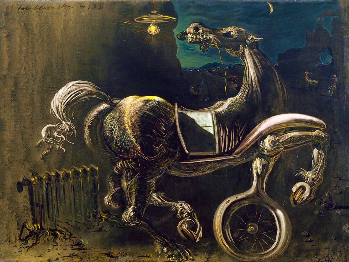 №3351 Salvador Dali - Title Debris of an Automobile Giving Birth to a Blind Horse Biting a Telephone. Μοναδικός πίνακας σε καμβά, με εντυπωσιακές χειροποίητες 3D πινελιές. Δημιουργείται αποκλειστικά για εσάς, κατόπιν παραγγελίας