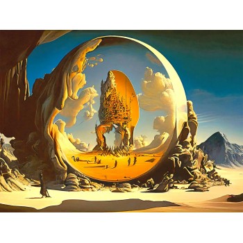 №3428 Desert throne, inspired by Salvador Dali. Μοναδικός πίνακας σε καμβά, με εντυπωσιακές χειροποίητες 3D πινελιές. Δημιουργείται αποκλειστικά για εσάς, κατόπιν παραγγελίας
