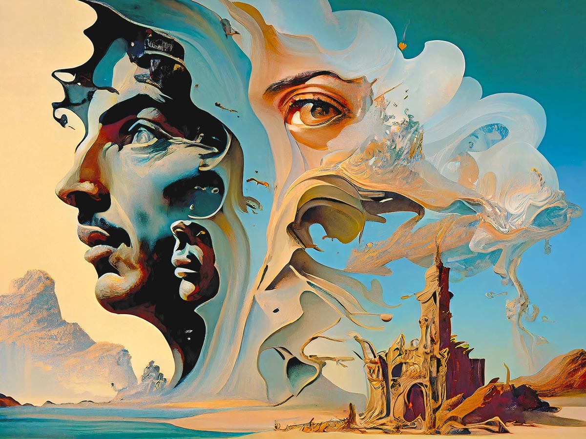 №3431 Desert passion, inspired by Salvador Dali. Μοναδικός πίνακας σε καμβά, με εντυπωσιακές χειροποίητες 3D πινελιές. Δημιουργείται αποκλειστικά για εσάς, κατόπιν παραγγελίας