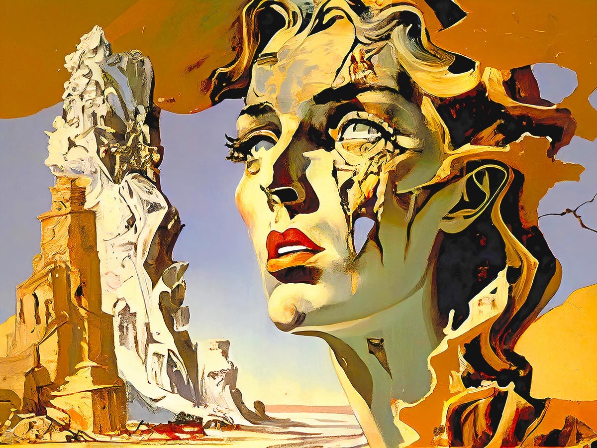 №3433 Desert queen, inspired by Salvador Dali. Μοναδικός πίνακας σε καμβά, με εντυπωσιακές χειροποίητες 3D πινελιές. Δημιουργείται αποκλειστικά για εσάς, κατόπιν παραγγελίας