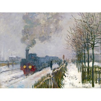 №3500 Claude Monet - Train in the snow. Μοναδικός πίνακας σε καμβά, με εντυπωσιακές χειροποίητες 3D πινελιές. Δημιουργείται αποκλειστικά για εσάς, κατόπιν παραγγελίας